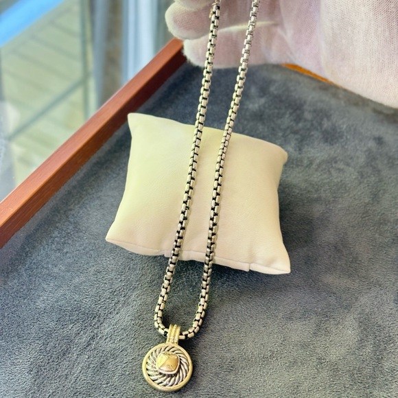 David Yurman 925 & 14k Gold Renaissance Pendant Necklace 16" - Picture 9 of 9